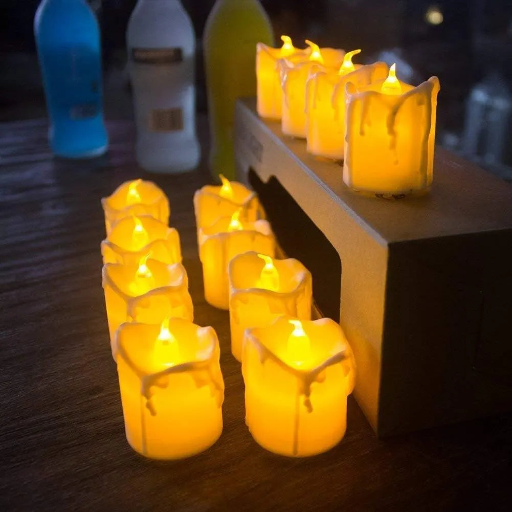 LED Candle Tea Light flameless Candles Electric in Warm White and Wave and Battery-Operating with Free Bettery Cells.