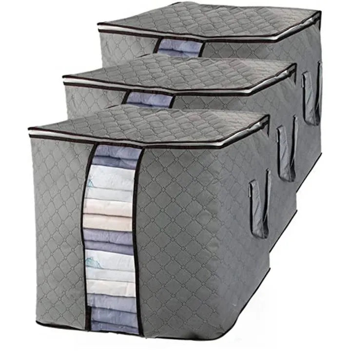 pack of 3-Improved Quality LARGE Storage Bags FOR SHIRTS CLOTHS AND BLANCKETS DOUBLE ZIPPER Organizer