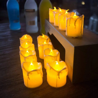 LED Candle Tea Light flameless Candles Electric in Warm White and Wave and Battery-Operating with Free Bettery Cells.
