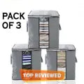 pack of 3-Improved Quality LARGE Storage Bags FOR SHIRTS CLOTHS AND BLANCKETS DOUBLE ZIPPER Organizer